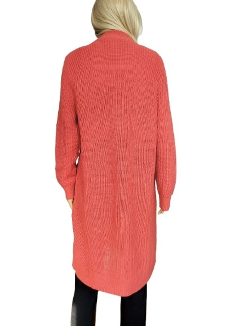 Women's Coral Longline Button Cardigan Coat Size M - Picture 6 of 8